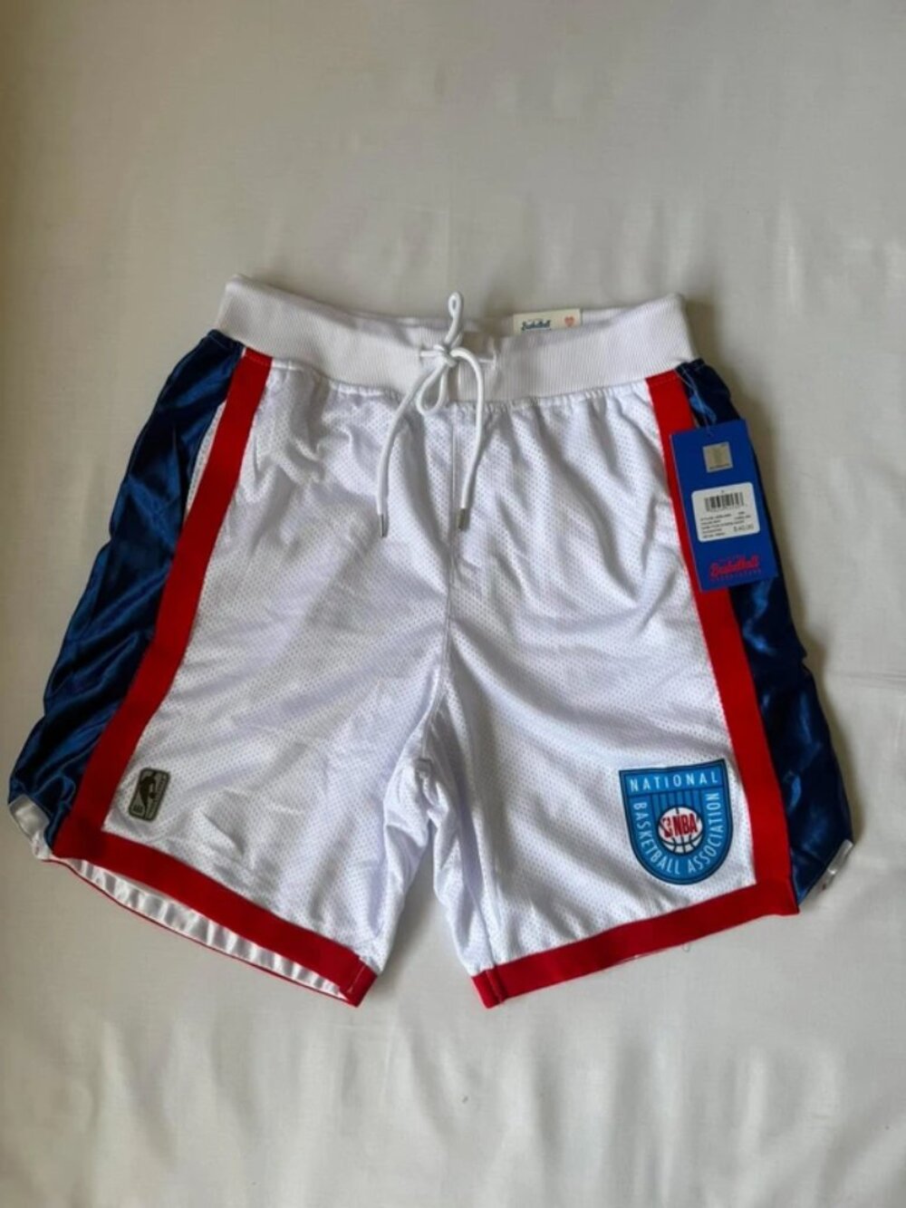 NBA Classic Basketball Shorts White Red Blue Size S NWT